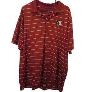 Nike Golf Dri-Fit Mens Polo Shirt With FSU Seminoles Logo Red/White Striped Shor